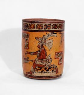 Chocolate Vessel Depicting a Royal Bloodletting Scene in a Palace