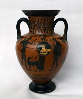 Attic Black-Figure Neck Amphora with Athena, Herkales, and Hermes