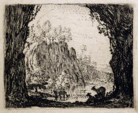 Italianate Landscape with Goats at River