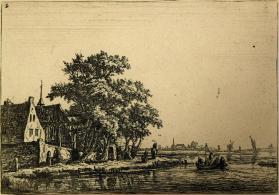 Twelve Landscapes (Plate A), Churchyard Near Riverbank
