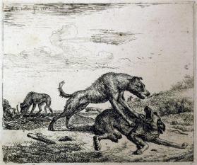 Fighting Dogs, from the series "Various Animals" plate 9