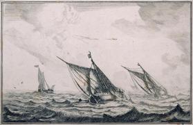 Three Sailing Ships on a Rough Sea