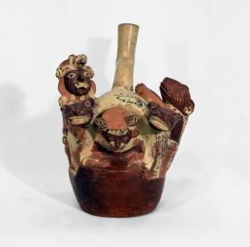 Stirrup Spout Vessel Depicting a Human/Jaguar Transformation
