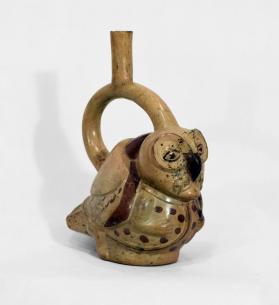 Stirrup Spout Vessel Depicting an Owl Supernatural Decapitator