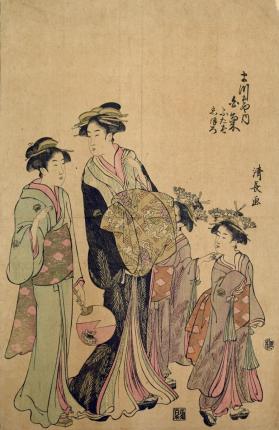 Japanese Courtesans and Attendants