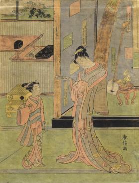 Courtesan and Attendant in an Interior
