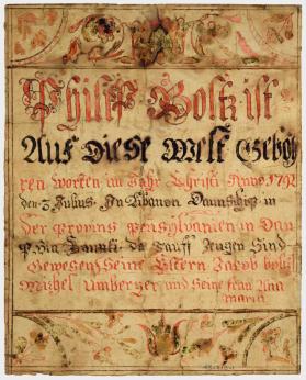 Geburts und Taufschein (Birth and Baptismal Certificate)