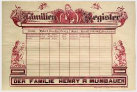 Familienregister (Family Register) for the Family of Henry R. Mumbauer