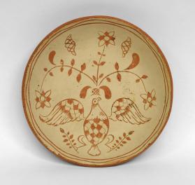 Plate (Showing the Three-Step Process of Making a Sgraffito Plate)