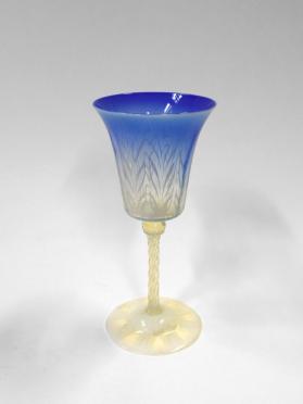 Blue Pastel Favrile Glass Stem Goblet